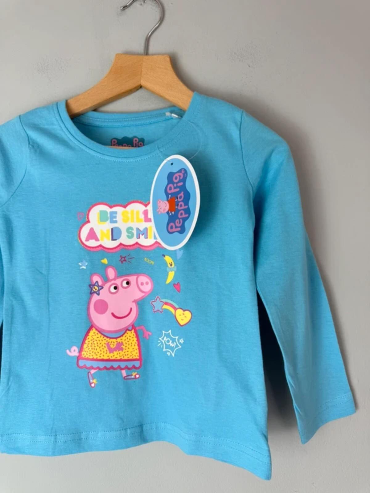 NEW Blue Peppa Pig Long Sleeve Top - Girls 2 - 3 Years 98cm - Discounted high street clothing for children, ladies and men including everyday wear and seasonal styles. UK online