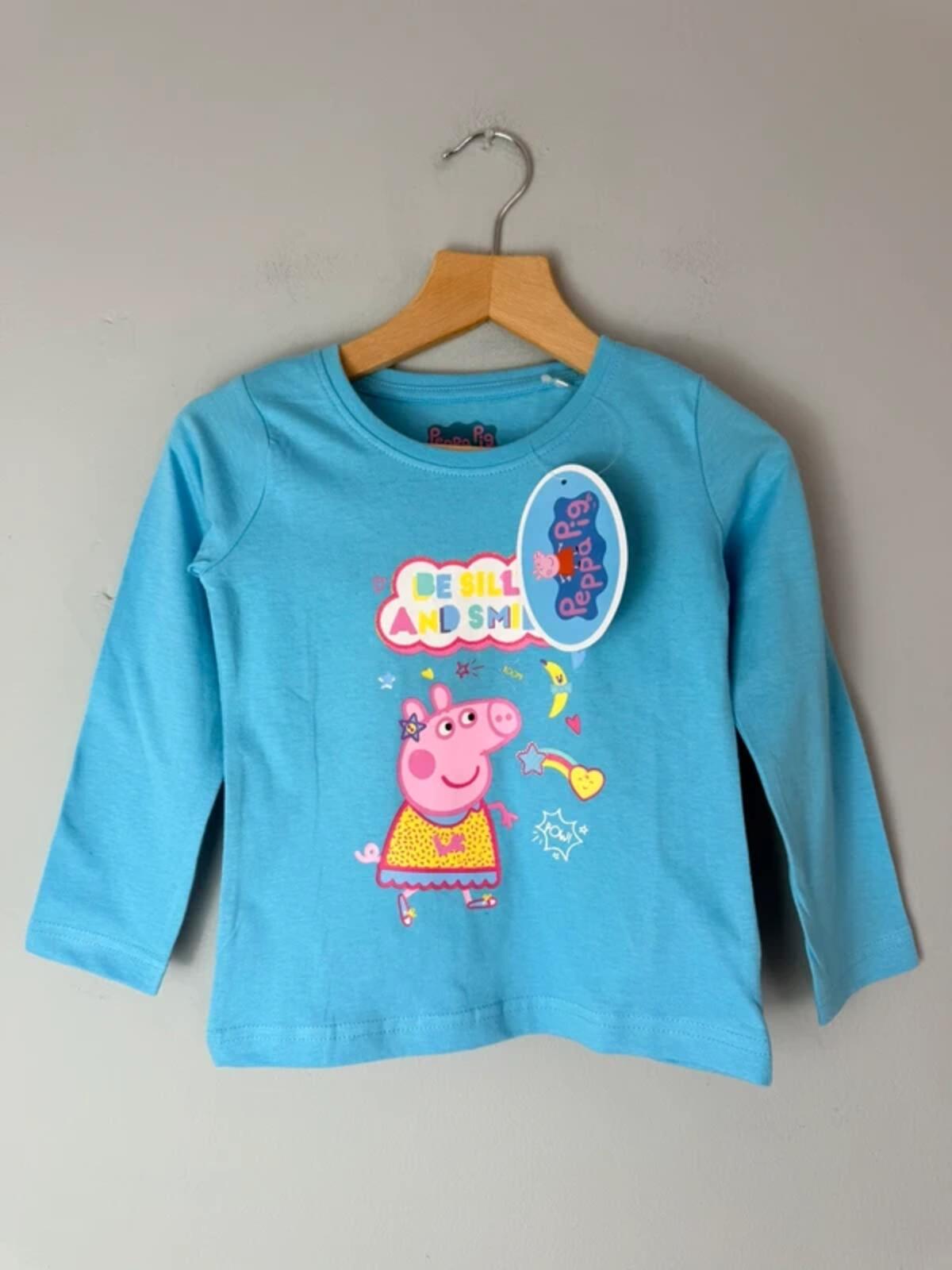 NEW Blue Peppa Pig Long Sleeve Top - Girls 2 - 3 Years 98cm - Discounted high street clothing for children, ladies and men including everyday wear and seasonal styles. UK online