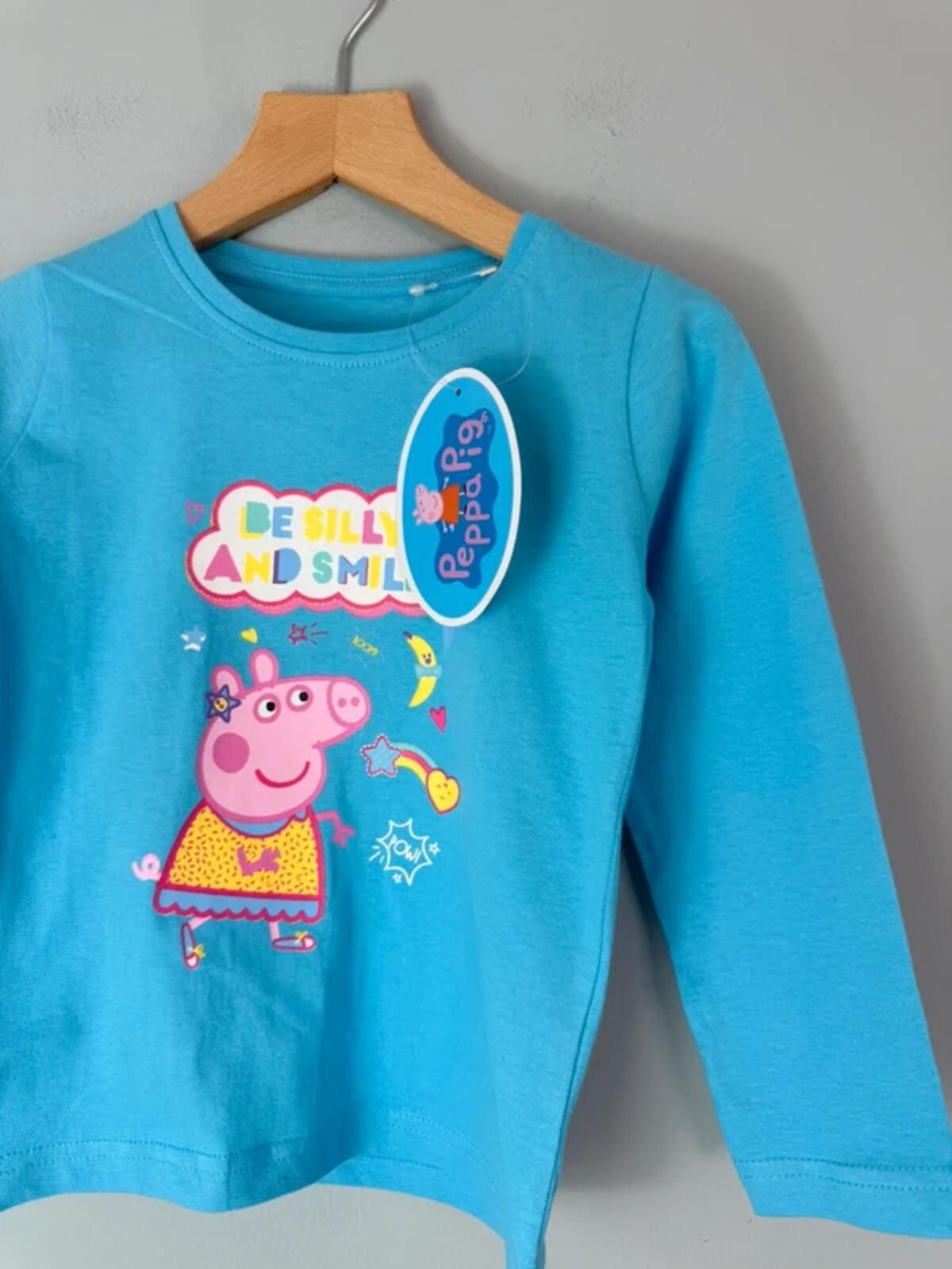 NEW Blue Peppa Pig Long Sleeve Top - Girls 3 - 4 Years 104cm - Discounted high street clothing for children, ladies and men including everyday wear and seasonal styles. UK online