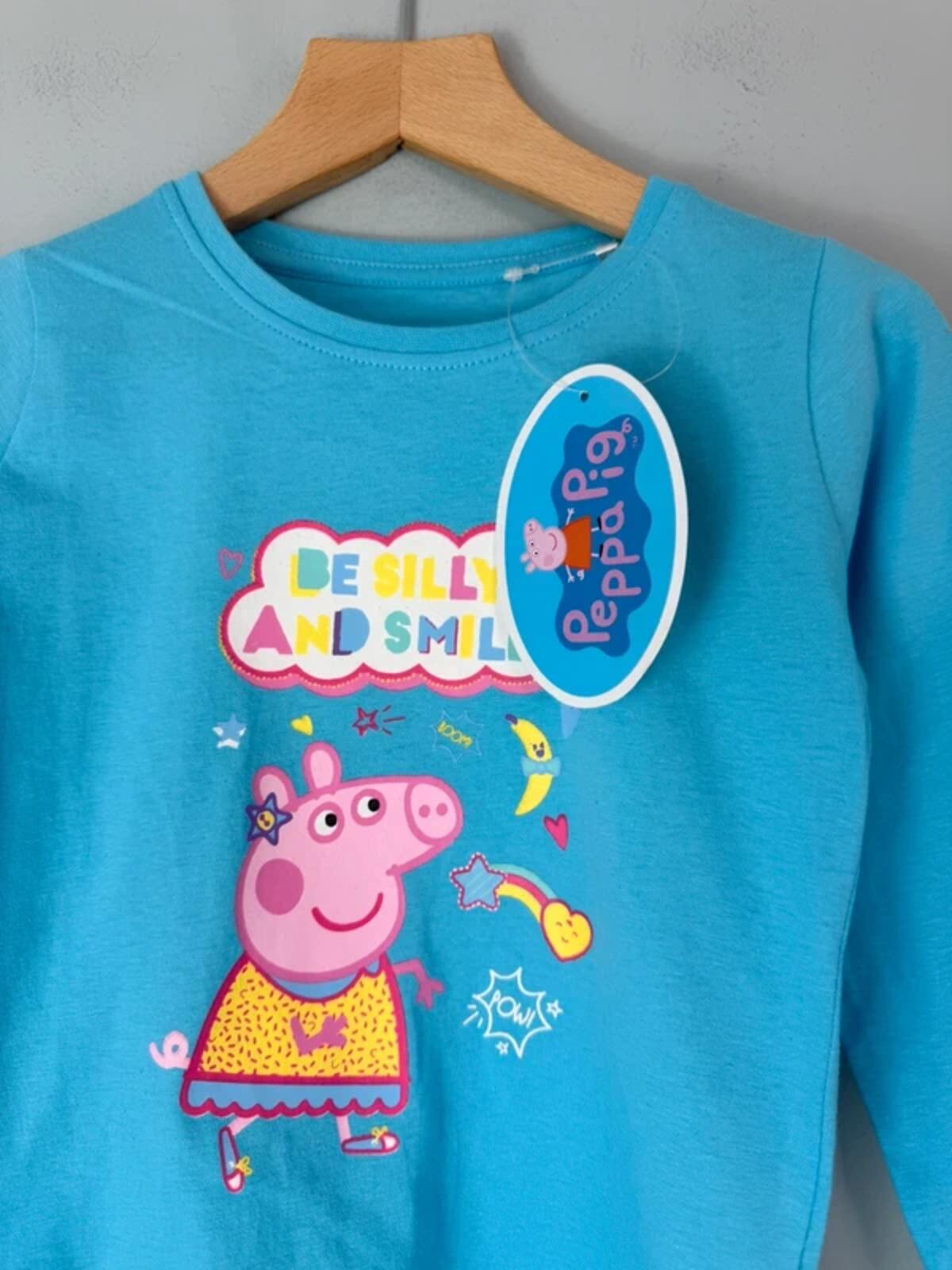 NEW Blue Peppa Pig Long Sleeve Top - Girls 3 - 4 Years 104cm - Discounted high street clothing for children, ladies and men including everyday wear and seasonal styles. UK online