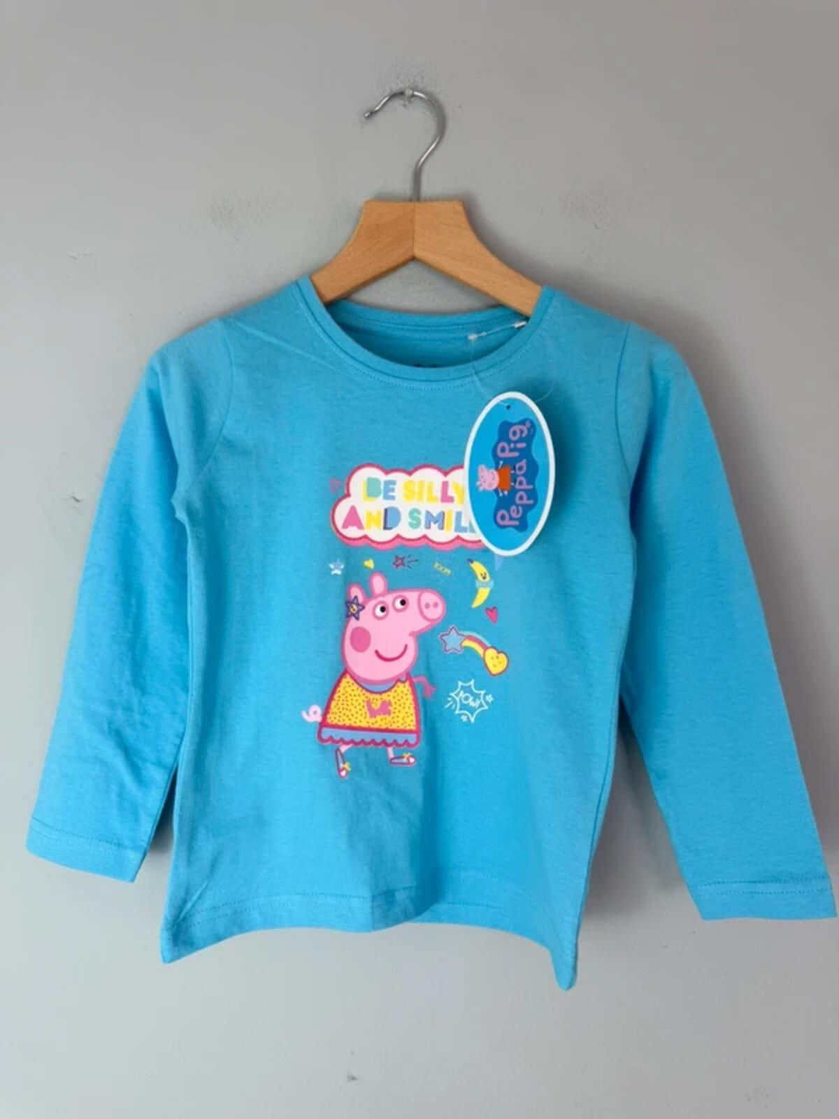 NEW Blue Peppa Pig Long Sleeve Top - Girls 3 - 4 Years 104cm - Discounted high street clothing for children, ladies and men including everyday wear and seasonal styles. UK online