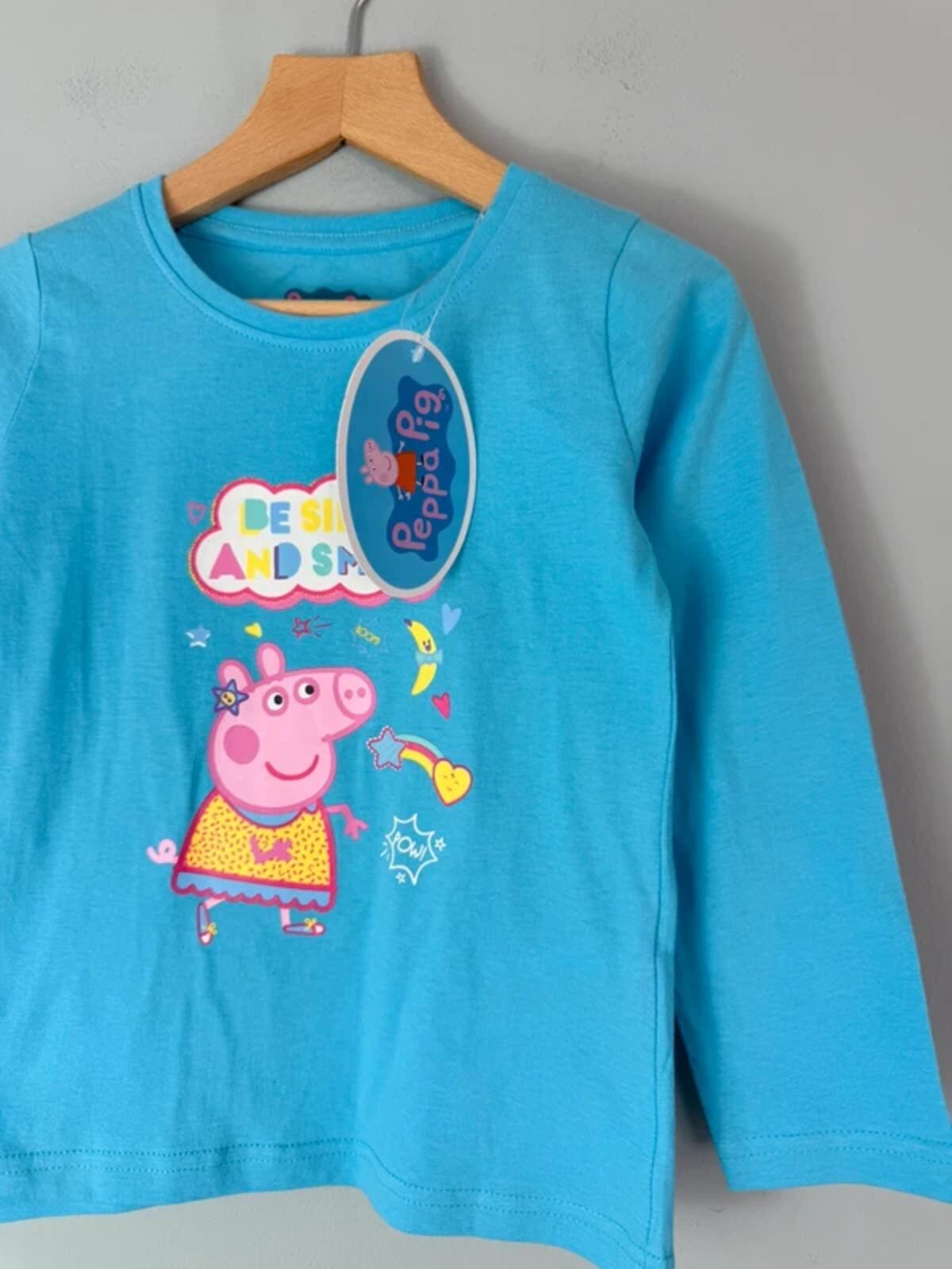 NEW Blue Peppa Pig Long Sleeve Top - Girls 4 - 5 Years 110cm - Discounted high street clothing for children, ladies and men including everyday wear and seasonal styles. UK online