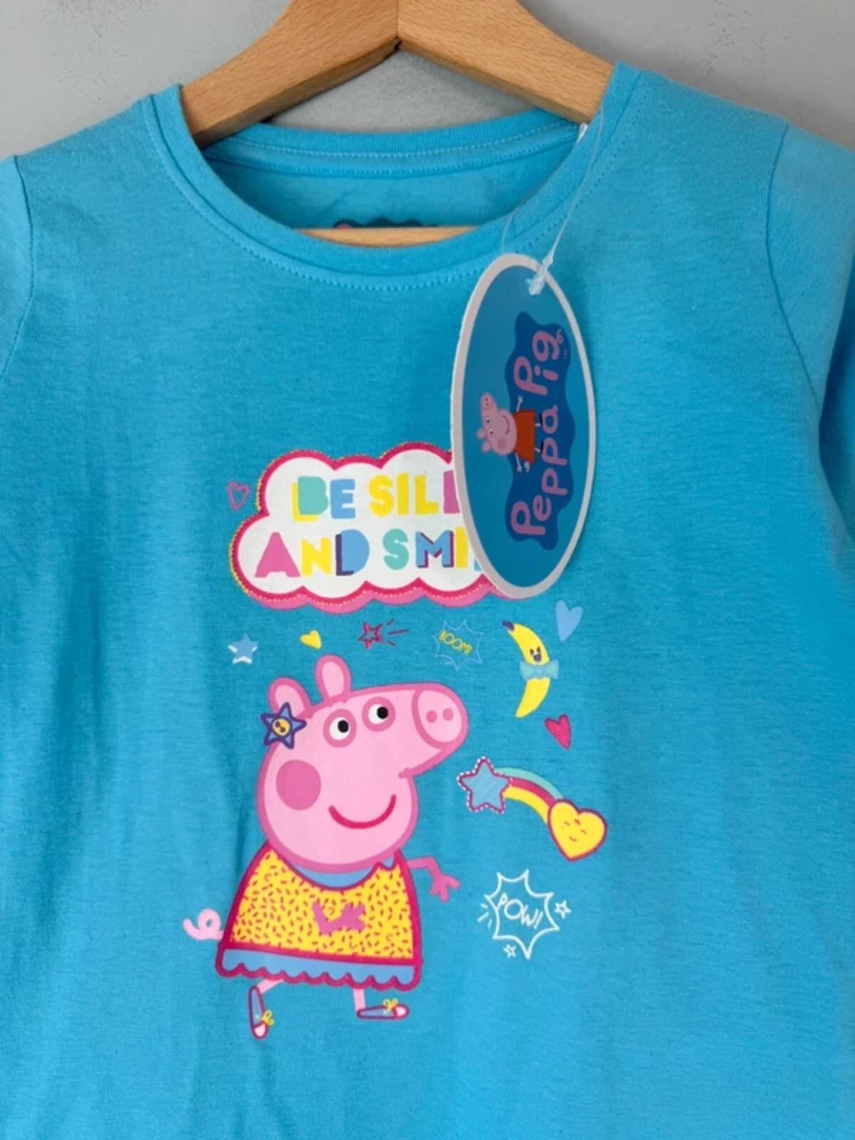 NEW Blue Peppa Pig Long Sleeve Top - Girls 4 - 5 Years 110cm - Discounted high street clothing for children, ladies and men including everyday wear and seasonal styles. UK online