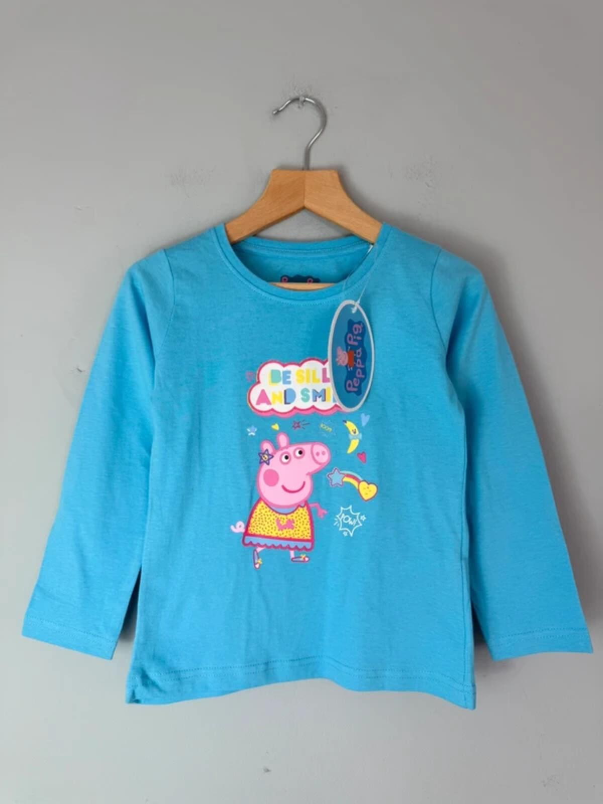 NEW Blue Peppa Pig Long Sleeve Top - Girls 4 - 5 Years 110cm - Discounted high street clothing for children, ladies and men including everyday wear and seasonal styles. UK online