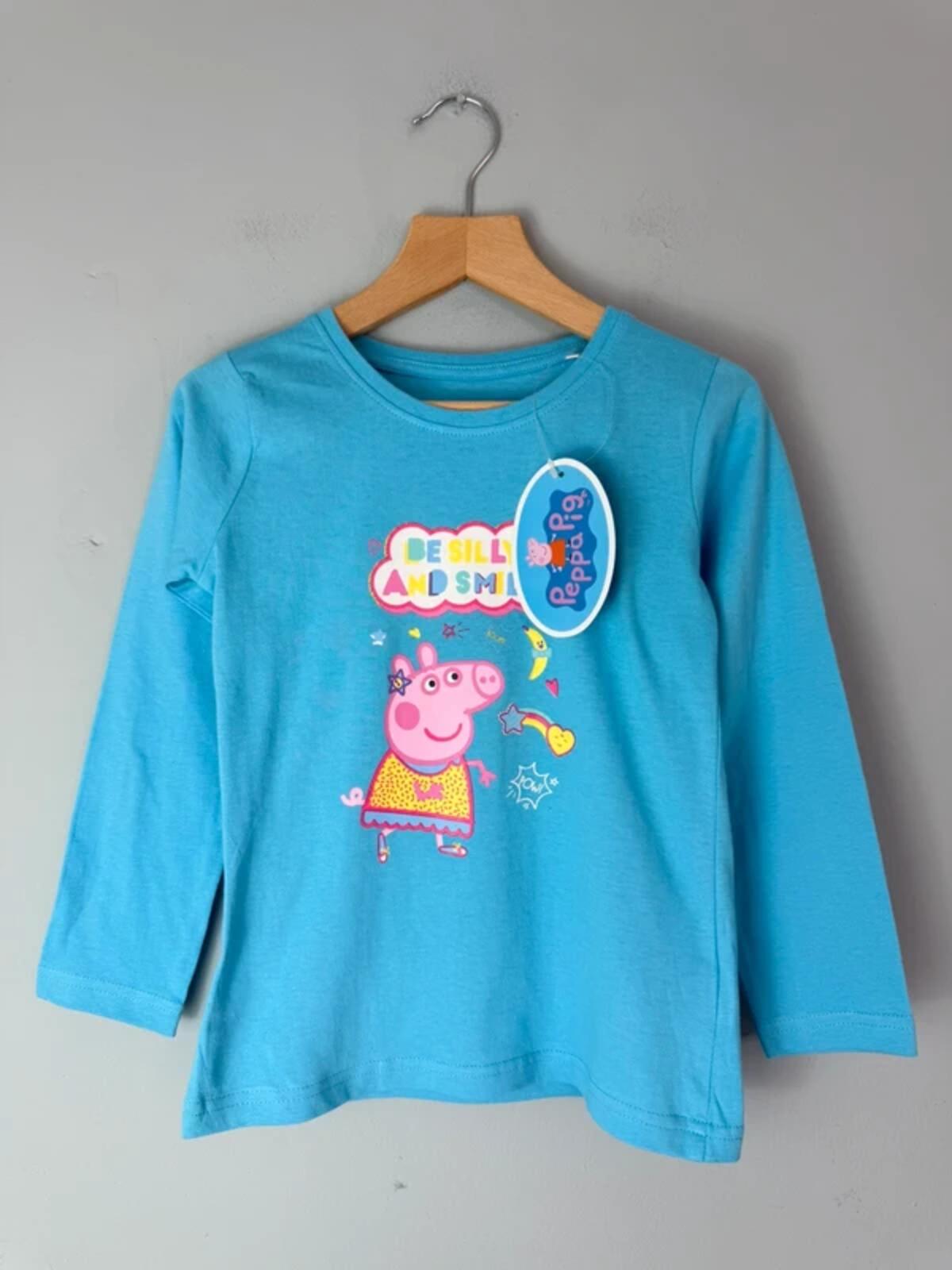 NEW Blue Peppa Pig Long Sleeve Top T-Shirt - Girls 5 - 6 Years 116cm - Discounted high street clothing for children, ladies and men including everyday wear and seasonal styles. UK online