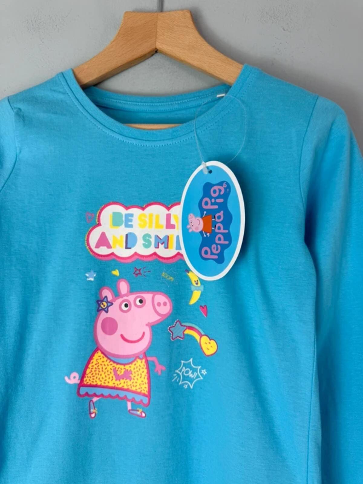 NEW Blue Peppa Pig Long Sleeve Top T-Shirt - Girls 5 - 6 Years 116cm - Discounted high street clothing for children, ladies and men including everyday wear and seasonal styles. UK online