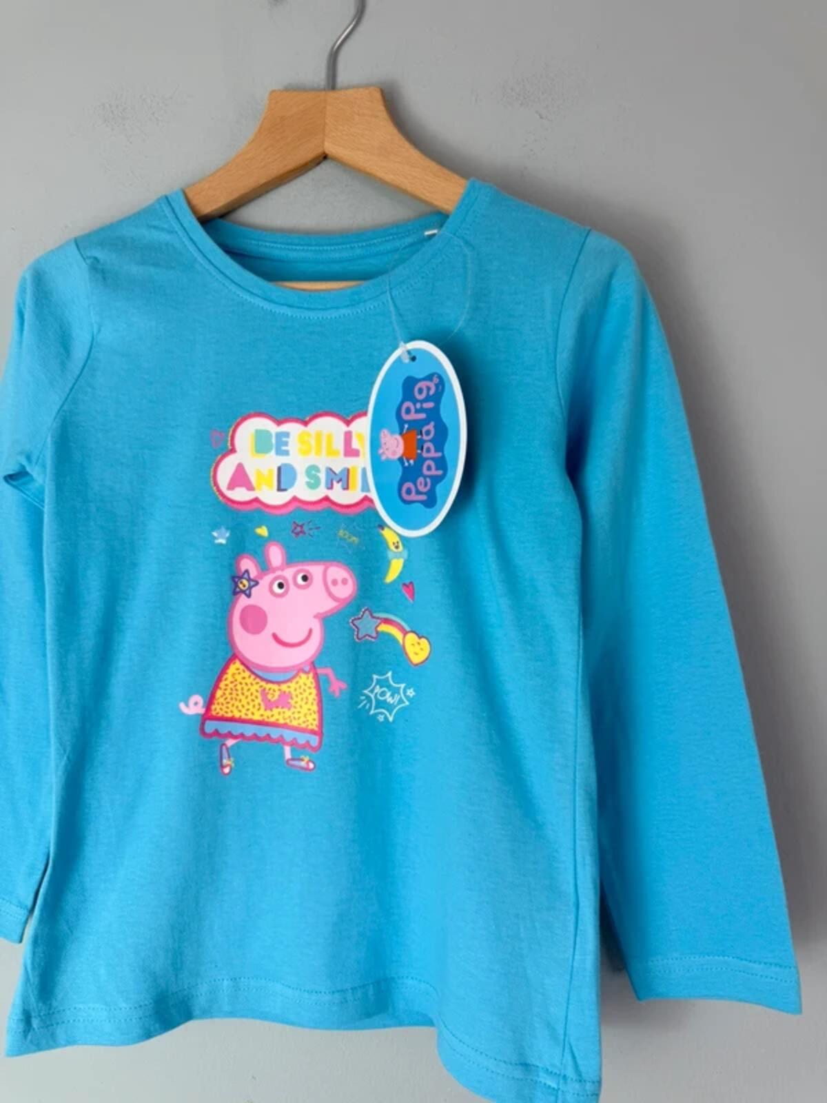 NEW Blue Peppa Pig Long Sleeve Top T-Shirt - Girls 5 - 6 Years 116cm - Discounted high street clothing for children, ladies and men including everyday wear and seasonal styles. UK online