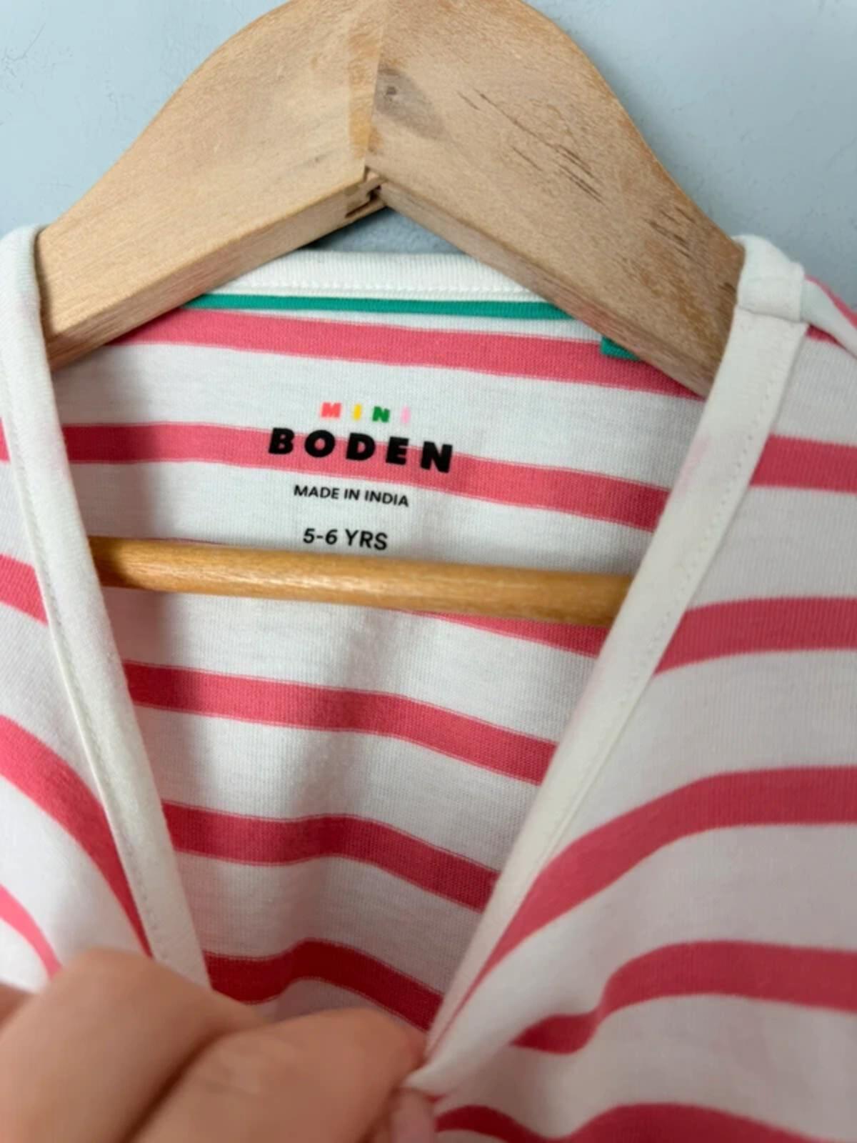 NEW Ex Boden Pink Striped Surfing Koala Short Sleeve Top - Girls 5 - 6 Years - Discounted high street clothing for children, ladies and men including everyday wear and seasonal styles. UK online