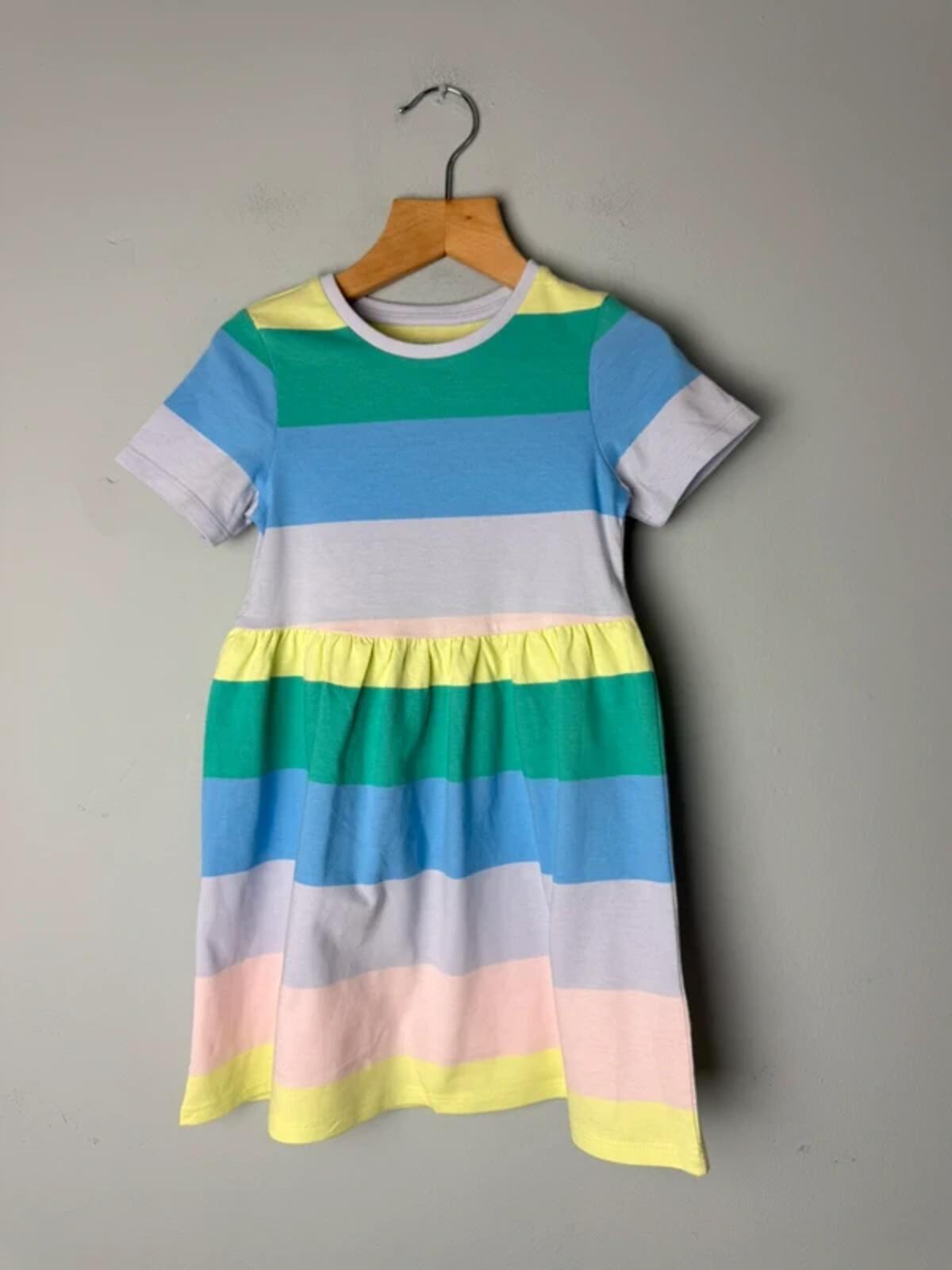 NEW Ex M&S 100% Cotton Multicolour Striped Dress - Girls 2 - 3 Years - Discounted high street clothing for children, ladies and men including everyday wear and seasonal styles. UK online