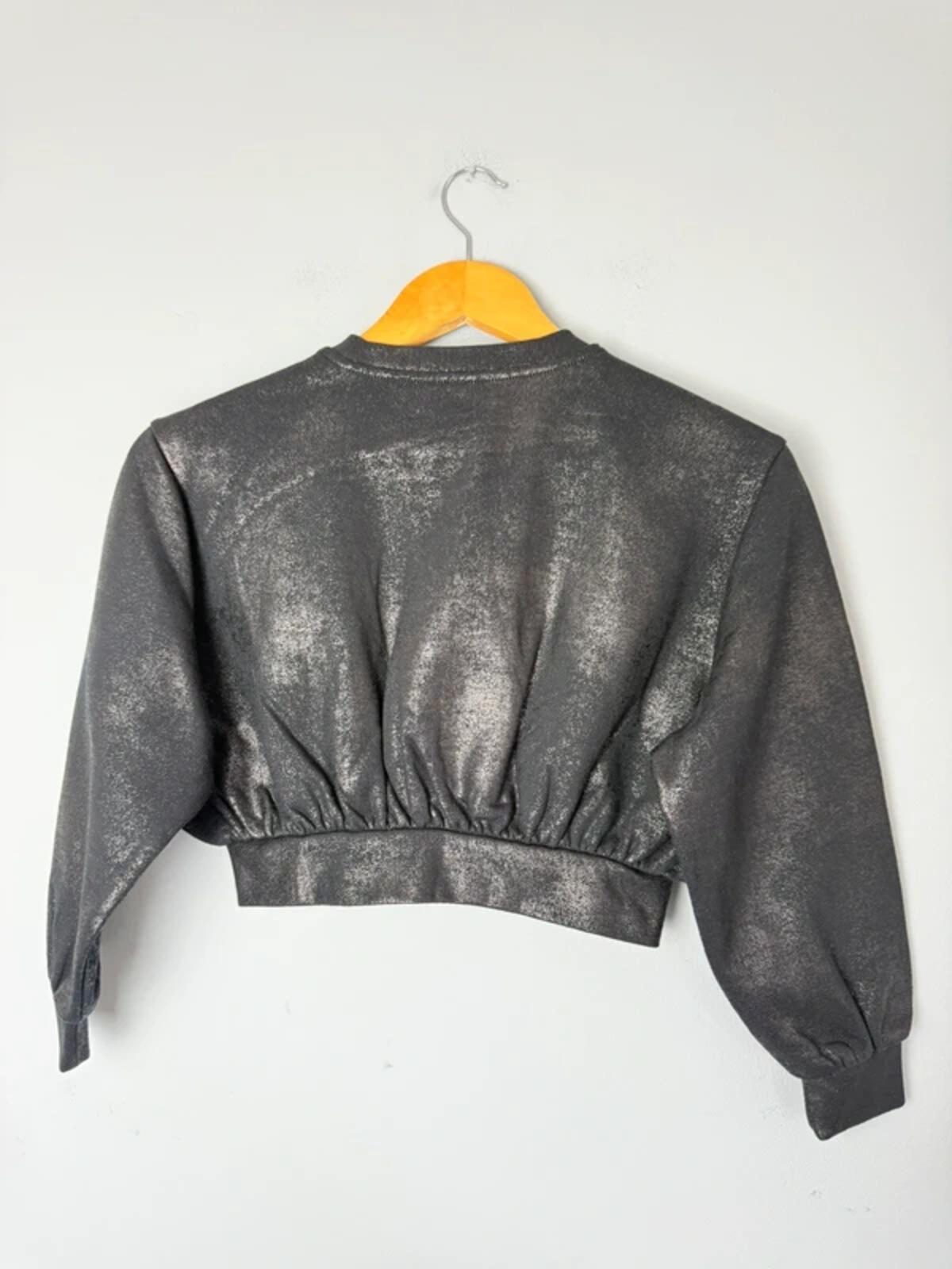 NEW Ex M&S Black Foil Detailed Sweater Jumper - Girls 8 - 9 Years - Discounted high street clothing for children, ladies and men including everyday wear and seasonal styles. UK online