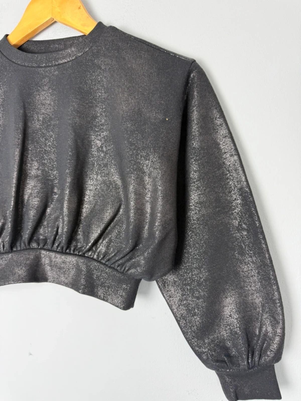 NEW Ex M&S Black Foil Detailed Sweater Jumper - Girls 8 - 9 Years - Discounted high street clothing for children, ladies and men including everyday wear and seasonal styles. UK online