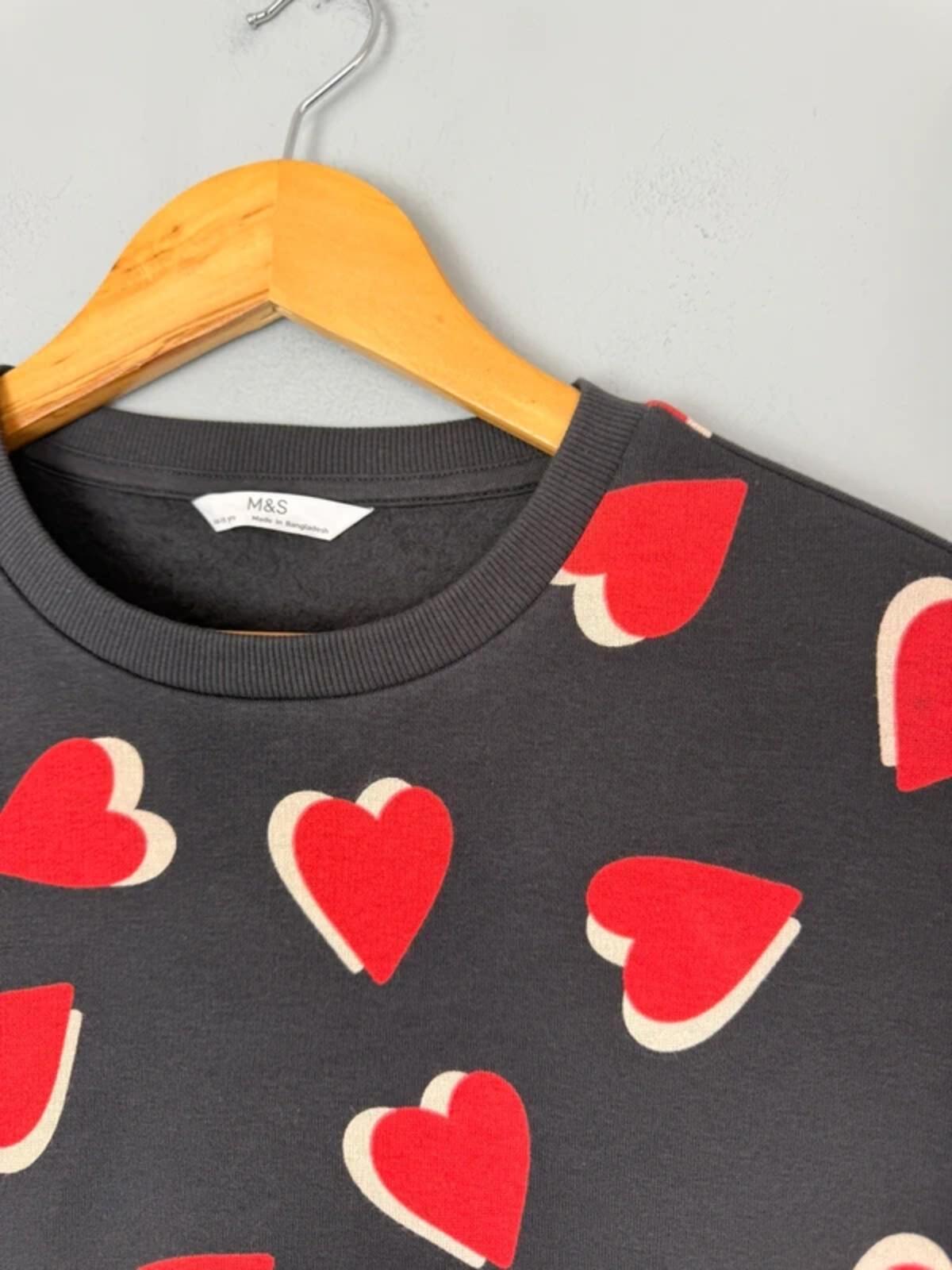 NEW Ex M&S Black & Red Heart Cropped Sweater Jumper - Girls 14 - 15 Years - Discounted high street clothing for children, ladies and men including everyday wear and seasonal styles. UK online