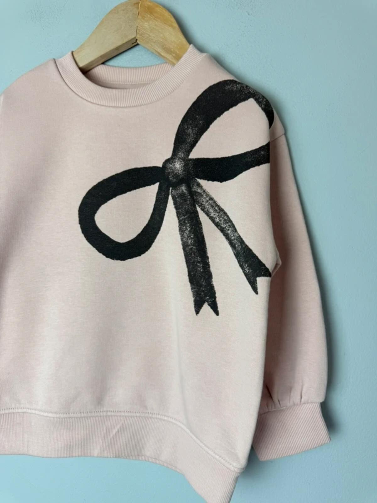 NEW Ex M&S Cotton Rich Pink Bow Sweater Jumper - Girls 3 - 4 Years - Discounted high street clothing for children, ladies and men including everyday wear and seasonal styles. UK online