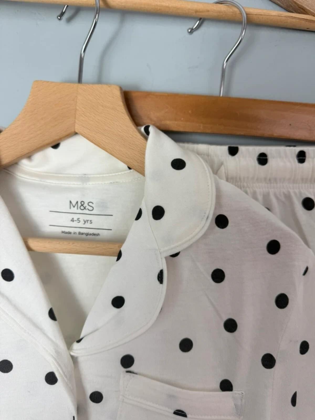 NEW Ex M&S Cream & Black Polka Dot Short Summer Pyjama Set - Girls 4 - 5 Years - Discounted high street clothing for children, ladies and men including everyday wear and seasonal styles. UK online