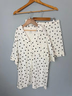 NEW Ex M&S Cream Polka Dot 2 Piece Shortie Pyjama Set - Girls 10 - 11 Years - Discounted high street clothing for children, ladies and men including everyday wear and seasonal styles. UK online