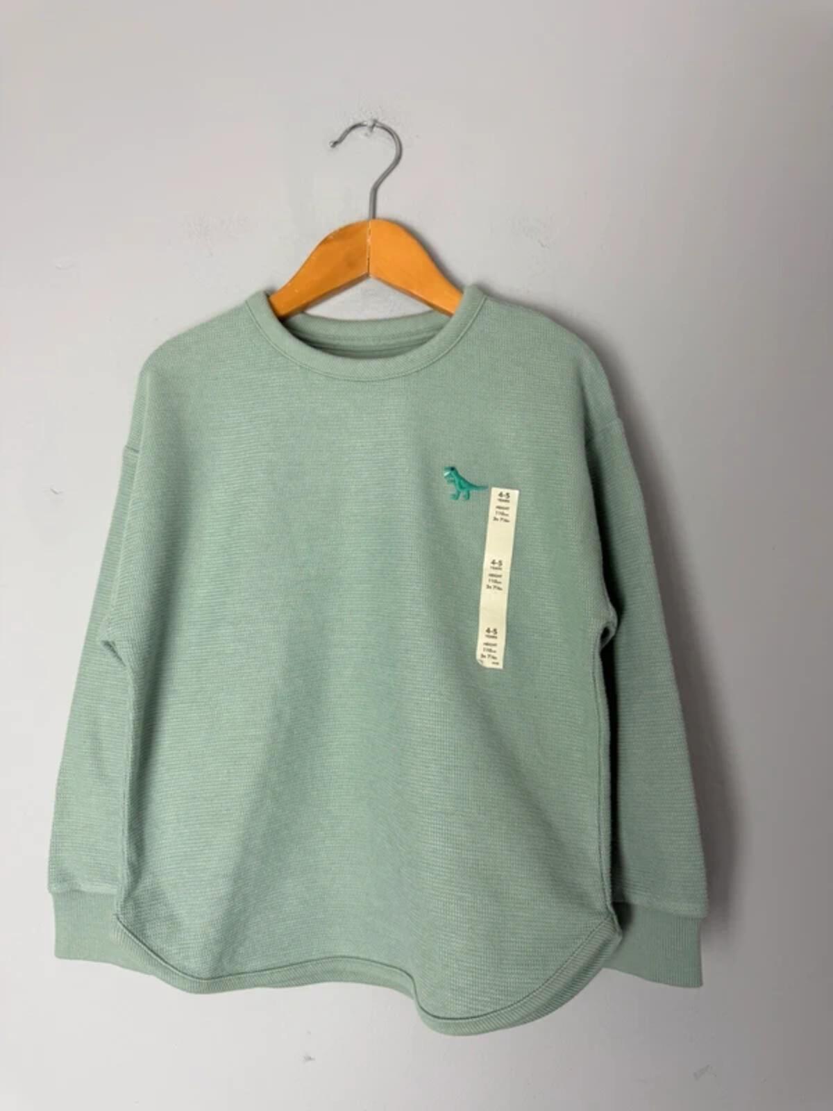 NEW Ex M&S Dinosaur Green Waffle Print Jumper - Boys 4 - 5 Years - Discounted high street clothing for children, ladies and men including everyday wear and seasonal styles. UK online