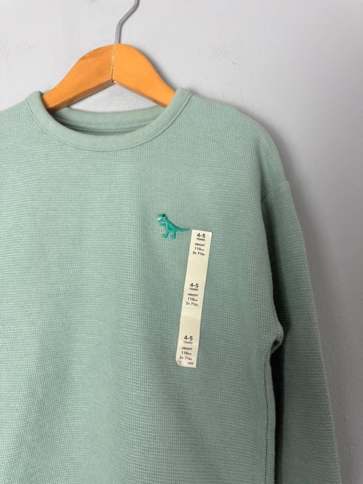 NEW Ex M&S Dinosaur Green Waffle Print Jumper - Boys 4 - 5 Years - Discounted high street clothing for children, ladies and men including everyday wear and seasonal styles. UK online