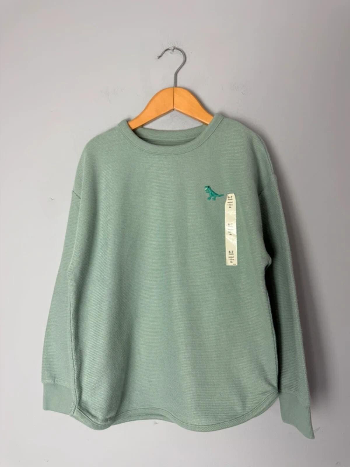 NEW Ex M&S Green Dinosaur Waffle Knit Jumper - Boys 6 - 7 Years - Discounted high street clothing for children, ladies and men including everyday wear and seasonal styles. UK online