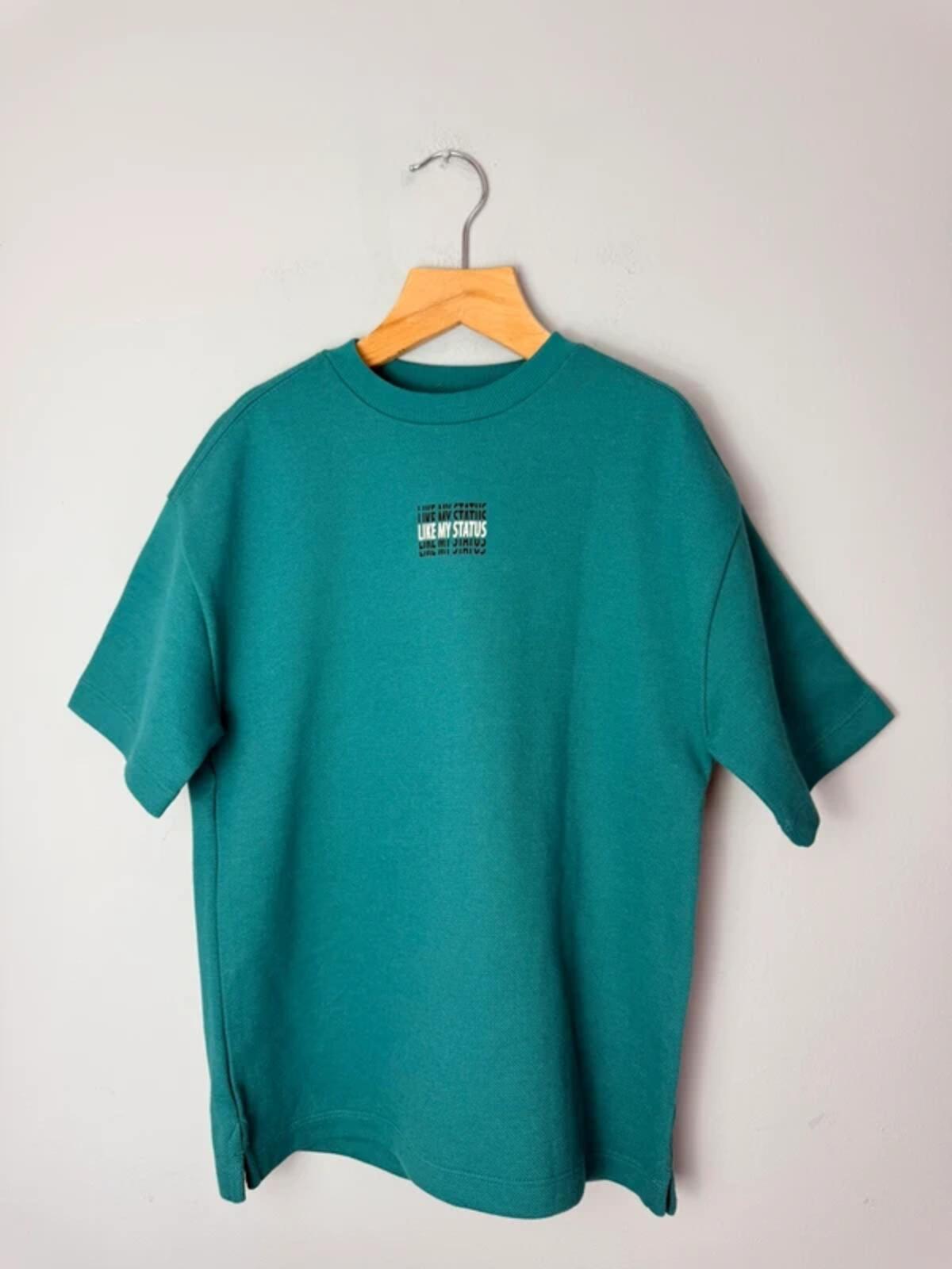 NEW Ex M&S Green ‘Like My Status’ Waffle Knit Short Sleeve Top Boys 4 - 5 Years - Discounted high street clothing for children, ladies and men including everyday wear and seasonal styles. UK online