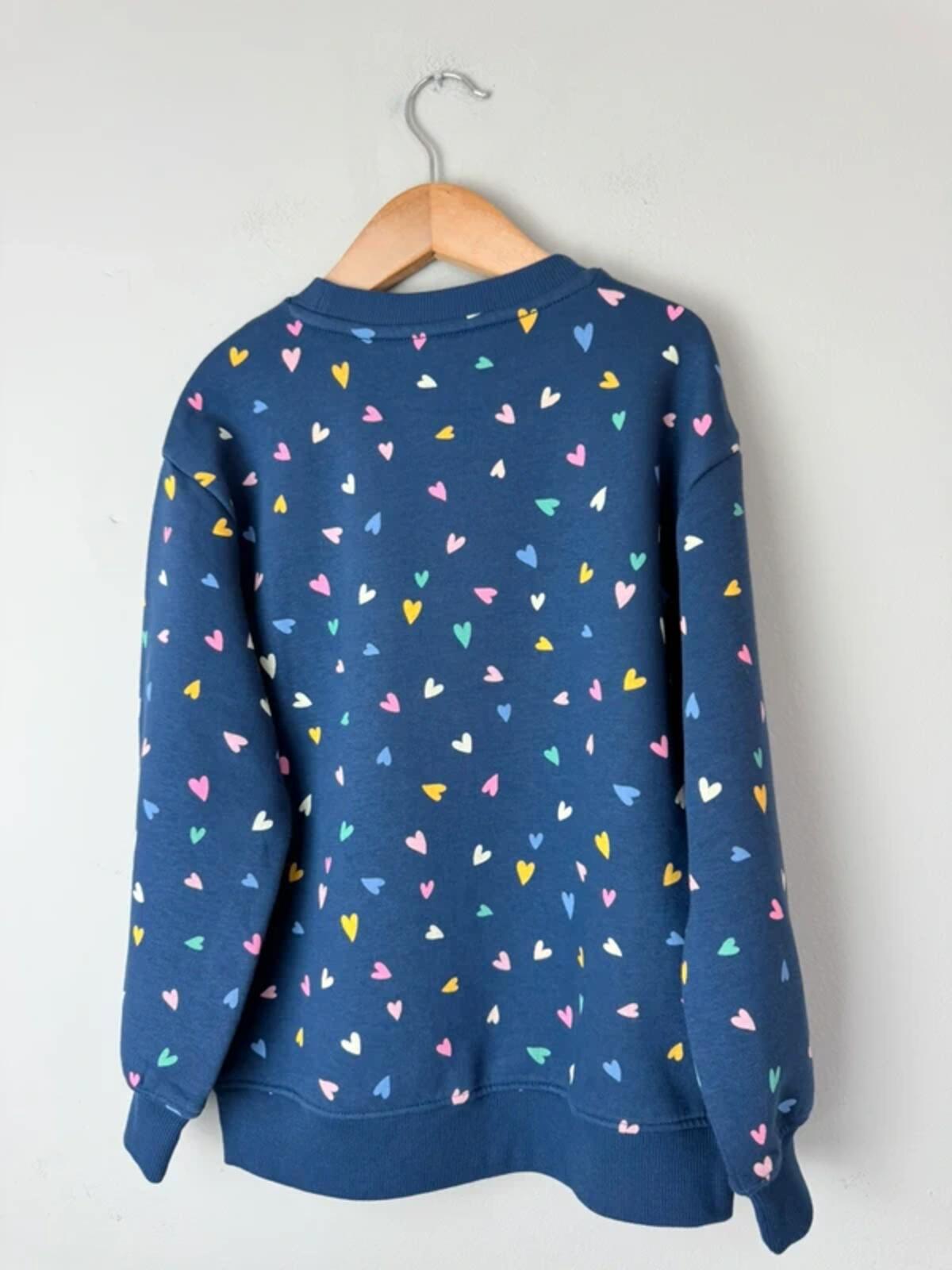 NEW Ex M&S Navy & Multicolour Heart Sweater Jumper - Girls 7 - 8 Years - Discounted high street clothing for children, ladies and men including everyday wear and seasonal styles. UK online