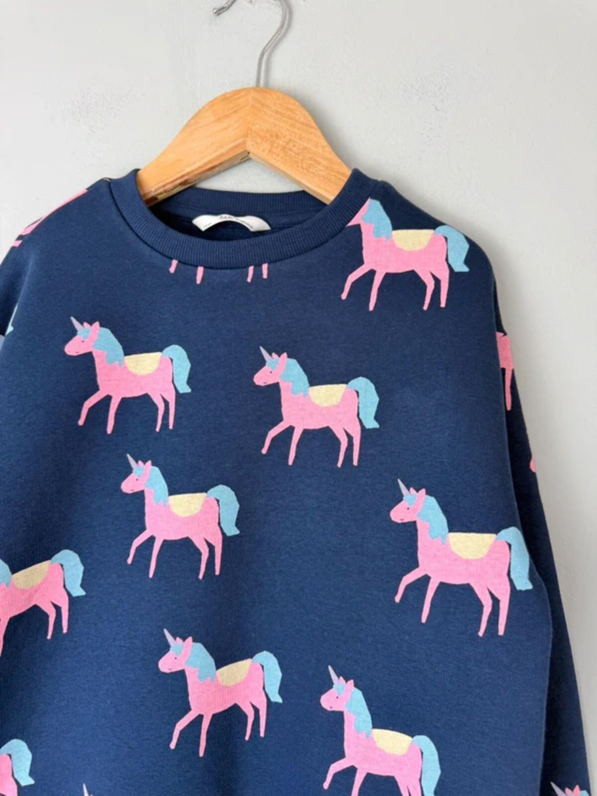 NEW Ex M&S Navy & Pink Unicorn Sweater Jumper - Girls 7 - 8 Years - Discounted high street clothing for children, ladies and men including everyday wear and seasonal styles. UK online