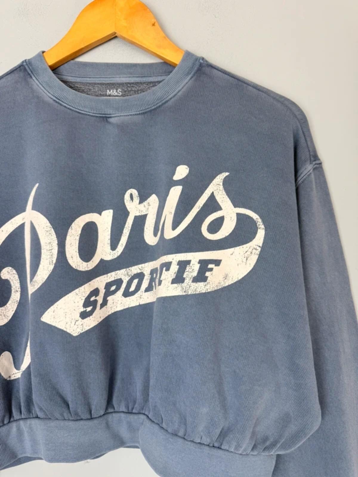 NEW Ex M&S Paris Varsity Style Cropped Sweater Jumper - Girls 15 - 16 Years - Discounted high street clothing for children, ladies and men including everyday wear and seasonal styles. UK online