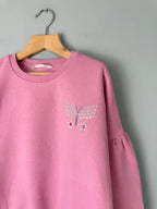 NEW Ex M&S Pink Floral Butterfly Sweatshirt Jumper - Girls 7 - 8 Years - Discounted high street clothing for children, ladies and men including everyday wear and seasonal styles. UK online