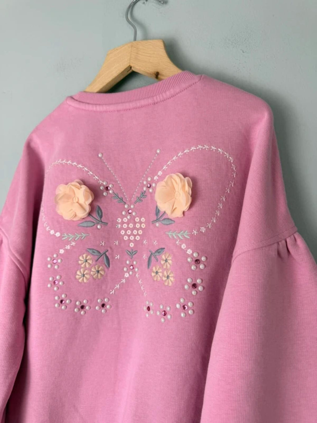 NEW Ex M&S Pink Floral Butterfly Sweatshirt Jumper - Girls 7 - 8 Years - Discounted high street clothing for children, ladies and men including everyday wear and seasonal styles. UK online