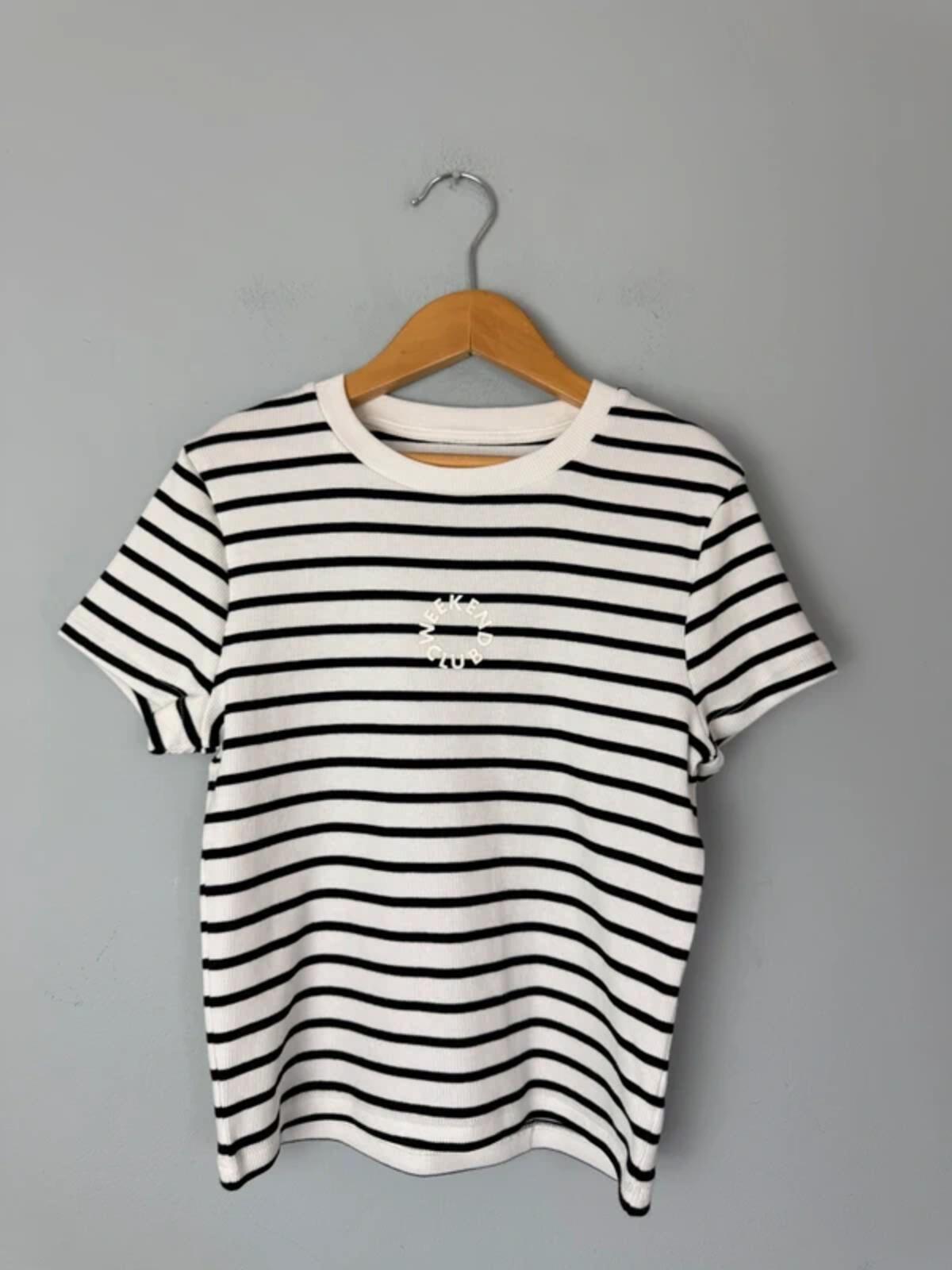NEW Ex M&S Striped Short Sleeve Weekend Club Top - Girls 11 - 12 Years - Discounted high street clothing for children, ladies and men including everyday wear and seasonal styles. UK online