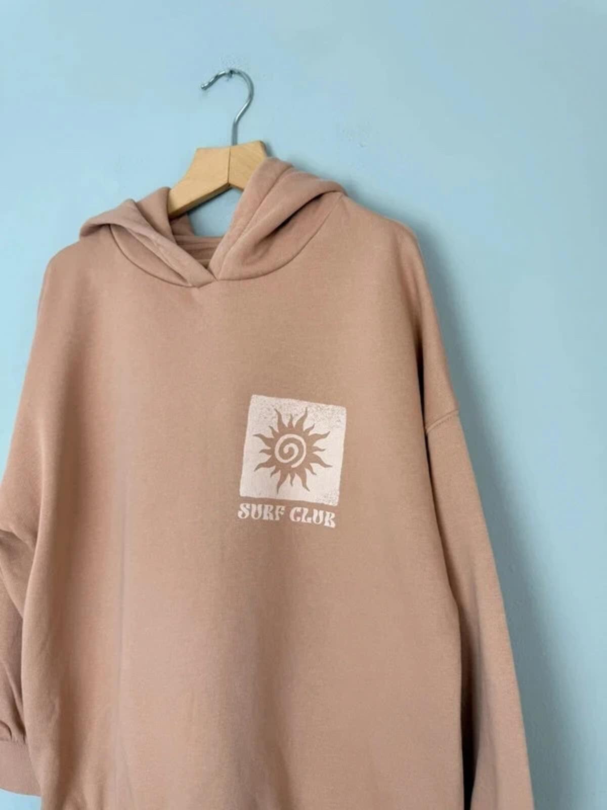 NEW Ex M&S Surf Club Sand Beige Hoodie Jumper Unisex Girls Boys 7 - 8 Years - Discounted high street clothing for children, ladies and men including everyday wear and seasonal styles. UK online
