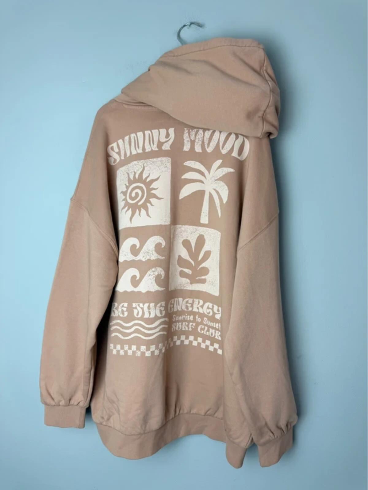 NEW Ex M&S Surf Club Sand Beige Print Hoodie - Unisex 13 - 14 Years - Discounted high street clothing for children, ladies and men including everyday wear and seasonal styles. UK online