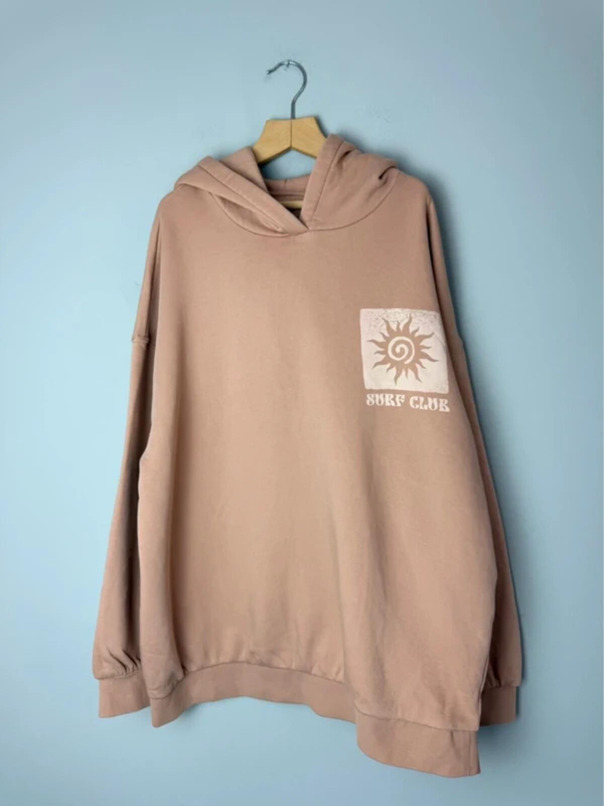 NEW Ex M&S Surf Club Sand Beige Print Hoodie - Unisex 13 - 14 Years - Discounted high street clothing for children, ladies and men including everyday wear and seasonal styles. UK online