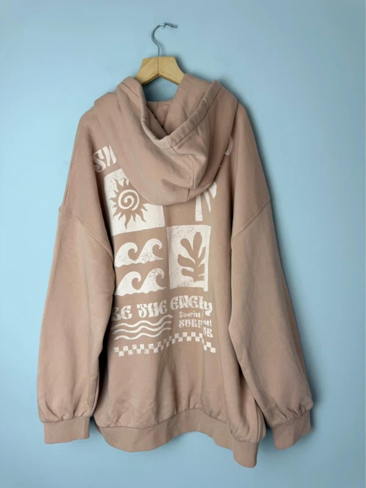 NEW Ex M&S Surf Club Sand Beige Print Hoodie - Unisex 13 - 14 Years - Discounted high street clothing for children, ladies and men including everyday wear and seasonal styles. UK online