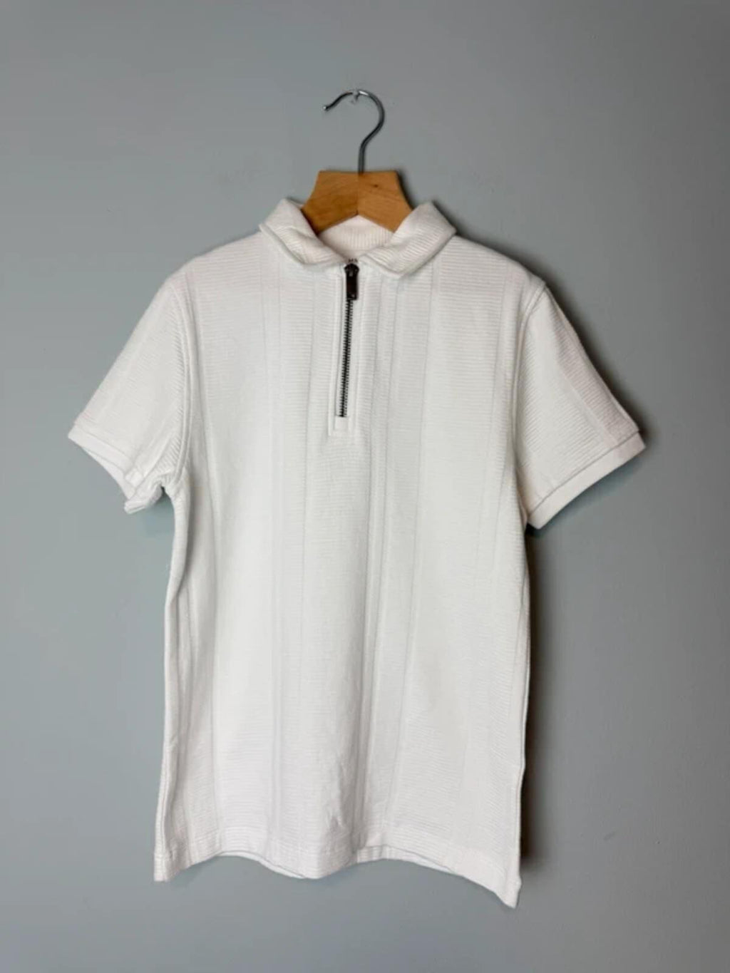 NEW Ex M&S White 100% Cotton Quarter Zip Top - Boys 8 - 9 Years - Discounted high street clothing for children, ladies and men including everyday wear and seasonal styles. UK online