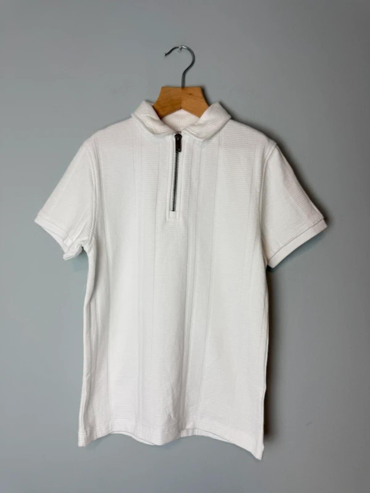 NEW Ex M&S White 100% Cotton Quarter Zip Top - Boys 8 - 9 Years - Discounted high street clothing for children, ladies and men including everyday wear and seasonal styles. UK online