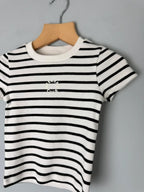 NEW Ex M&S White & Black Striped Short Sleeve Top 3 - 4 Years - Discounted high street clothing for children, ladies and men including everyday wear and seasonal styles. UK online