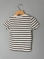 NEW Ex M&S White & Black Striped Short Sleeve Top 3 - 4 Years - Discounted high street clothing for children, ladies and men including everyday wear and seasonal styles. UK online