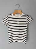 NEW Ex M&S White & Black Striped Short Sleeve Top 3 - 4 Years - Discounted high street clothing for children, ladies and men including everyday wear and seasonal styles. UK online