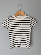NEW Ex M&S White & Black Striped Short Sleeve Top 3 - 4 Years - Discounted high street clothing for children, ladies and men including everyday wear and seasonal styles. UK online