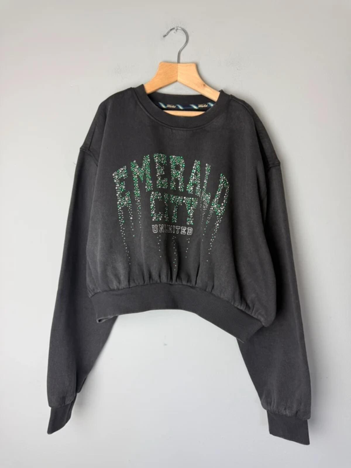 NEW Ex M&S Wicked Emerald City Black & Green Cropped Jumper Sweater - Girls 11 - 12 Years - Discounted high street clothing for children, ladies and men including everyday wear and seasonal styles. UK online
