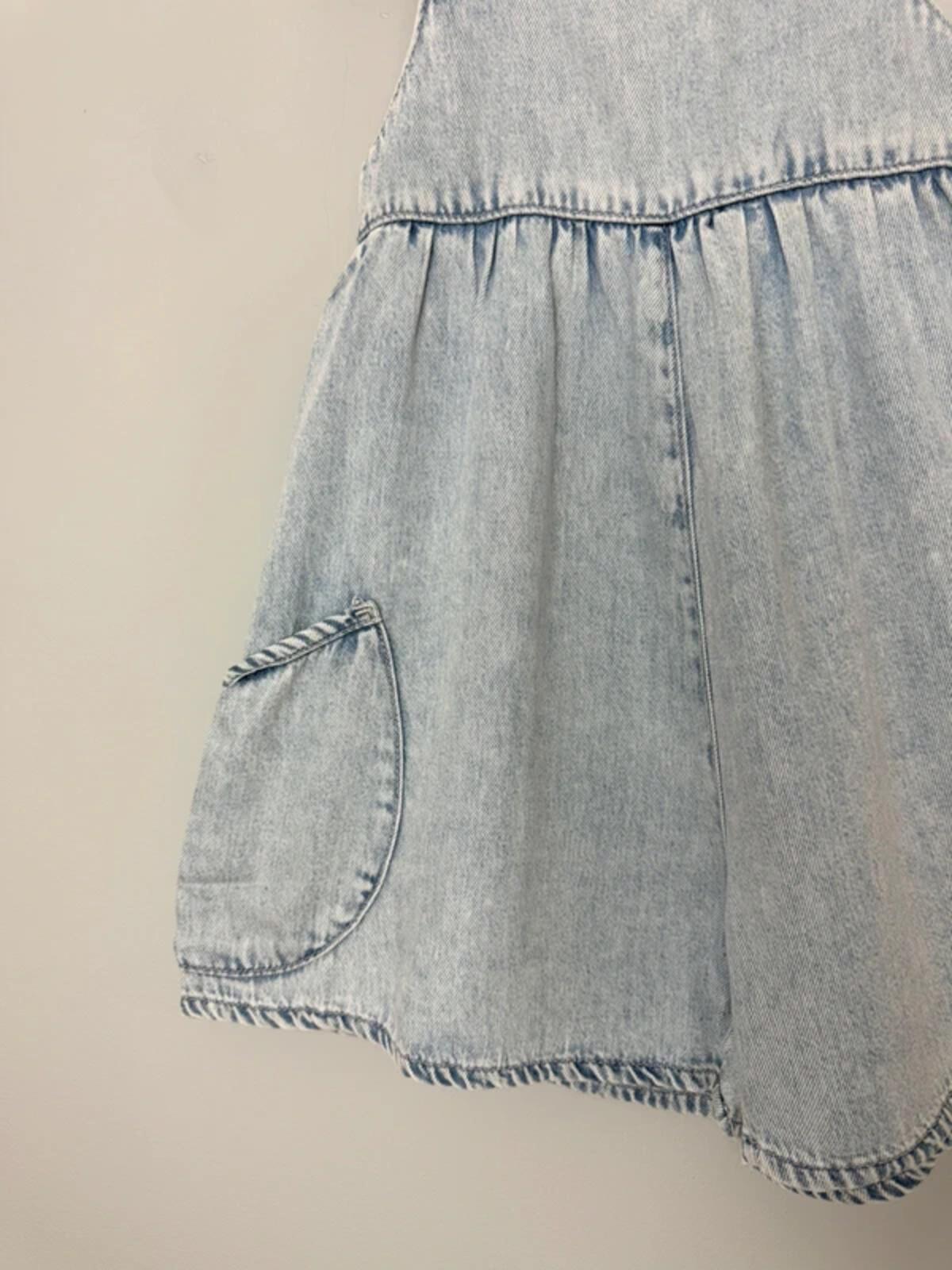 New Ex Next 100% Cotton Light Blue Wash Denim Playsuit - Girls 6 Years - Discounted high street clothing for children, ladies and men including everyday wear and seasonal styles. UK online