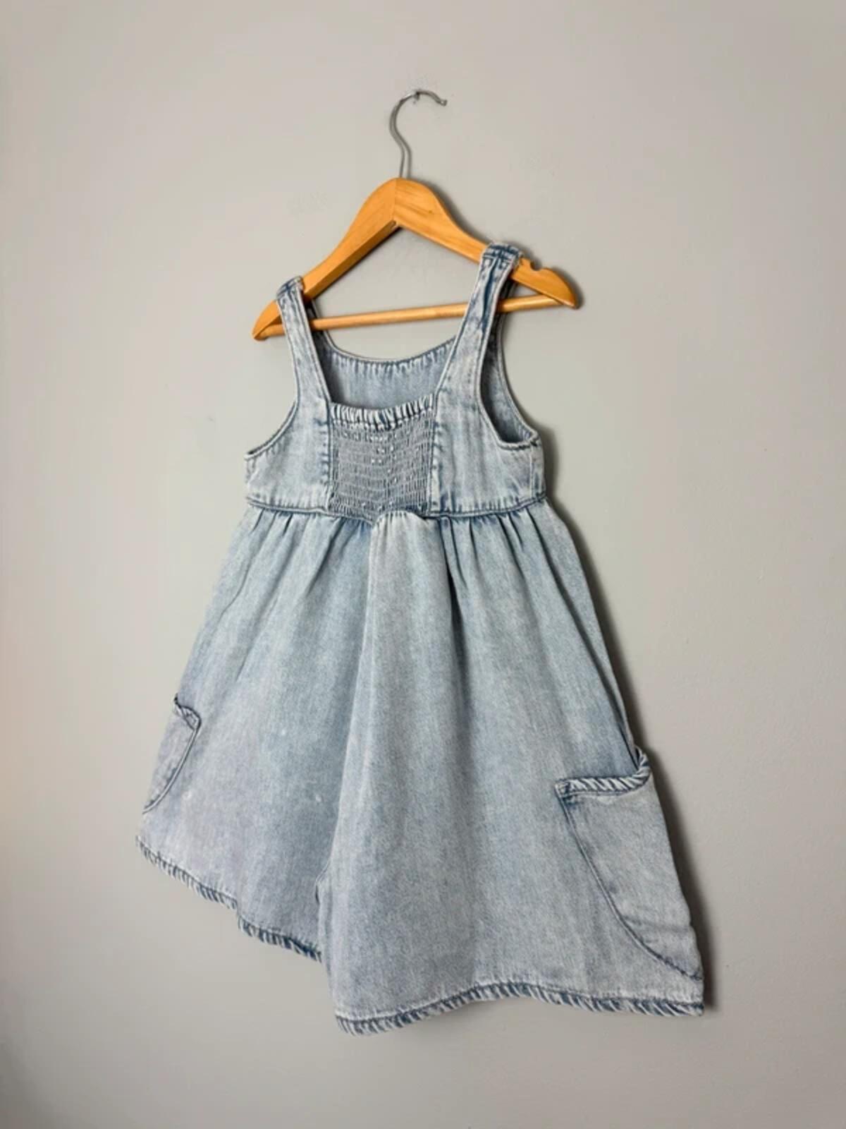 New Ex Next 100% Cotton Light Blue Wash Denim Playsuit - Girls 6 Years - Discounted high street clothing for children, ladies and men including everyday wear and seasonal styles. UK online