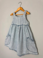 New Ex Next 100% Cotton Light Blue Wash Denim Playsuit - Girls 6 Years - Discounted high street clothing for children, ladies and men including everyday wear and seasonal styles. UK online