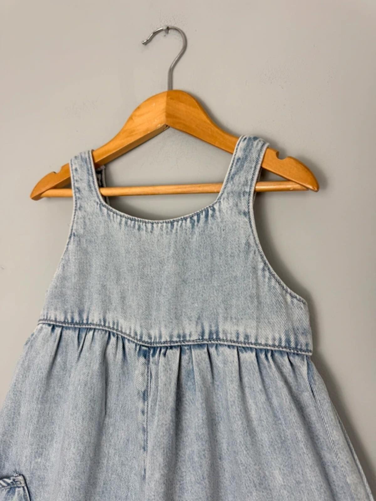 New Ex Next 100% Cotton Light Blue Wash Denim Playsuit - Girls 6 Years - Discounted high street clothing for children, ladies and men including everyday wear and seasonal styles. UK online