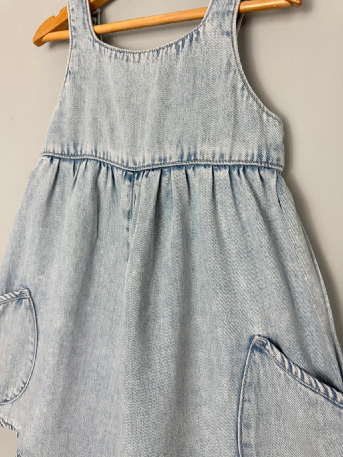 New Ex Next 100% Cotton Light Blue Wash Denim Playsuit - Girls 6 Years - Discounted high street clothing for children, ladies and men including everyday wear and seasonal styles. UK online