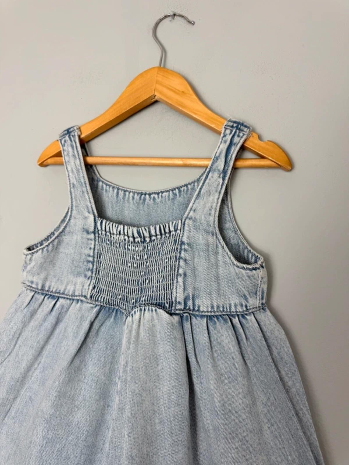 New Ex Next 100% Cotton Light Blue Wash Denim Playsuit - Girls 6 Years - Discounted high street clothing for children, ladies and men including everyday wear and seasonal styles. UK online