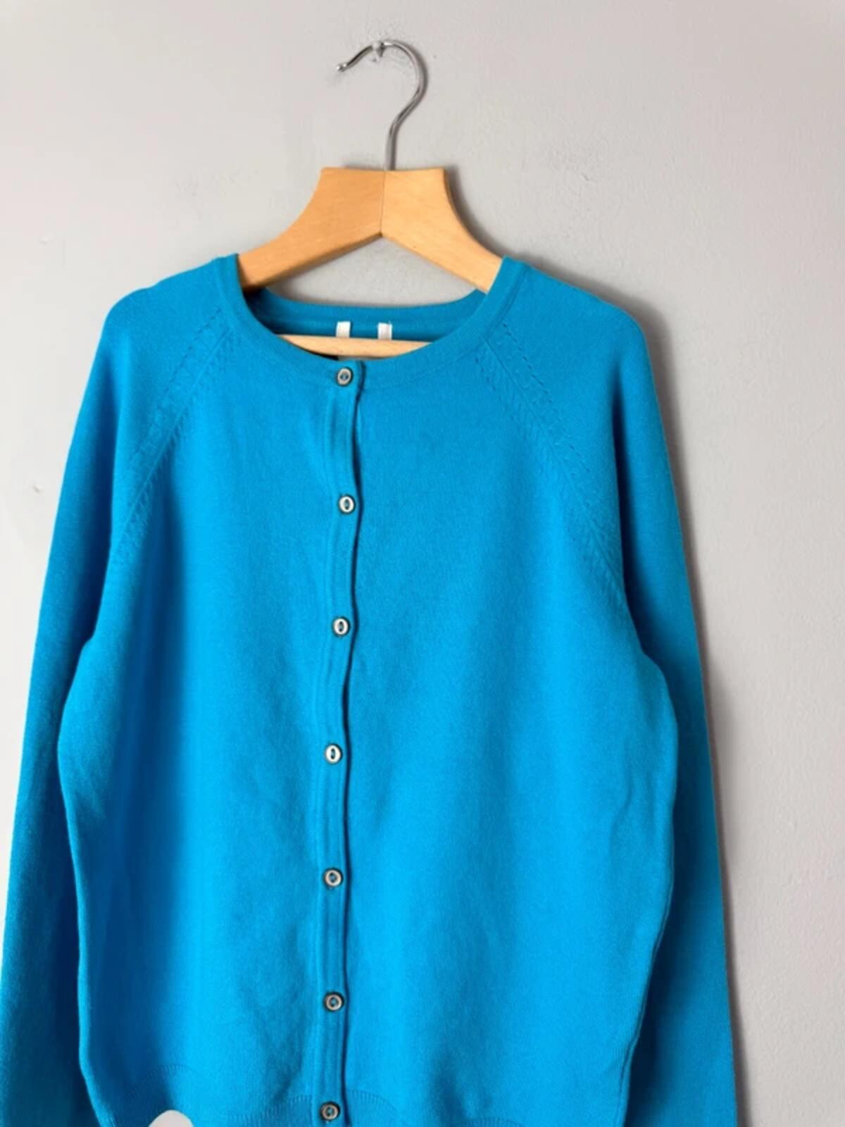 NEW Ex Next Blue Fine Knit Button Cardigan - Girls 9 Years - Discounted high street clothing for children, ladies and men including everyday wear and seasonal styles. UK online