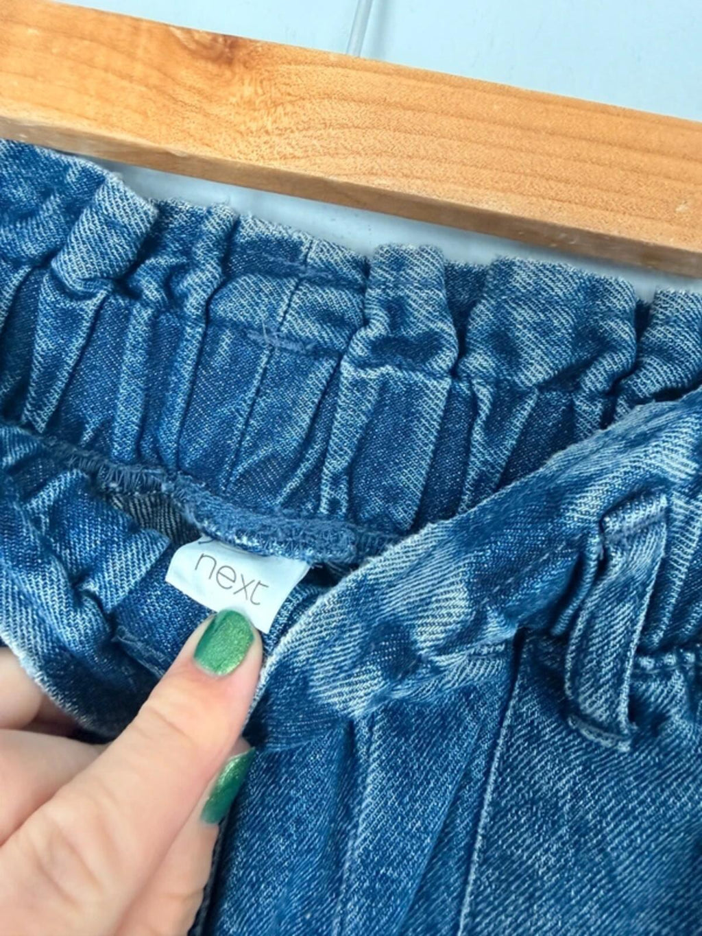 NEW Ex Next Blue Ruffle Waist Straight Leg Denim Jeans - Girls 9 Years - Discounted high street clothing for children, ladies and men including everyday wear and seasonal styles. UK online