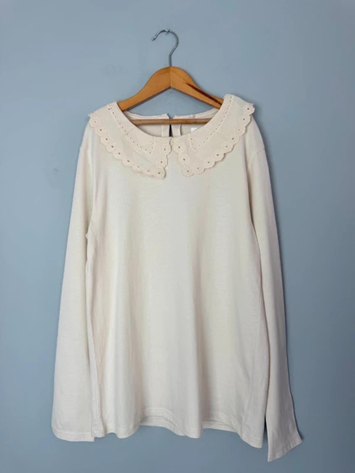 NEW Ex Next Cream Broderie Anglaise Long Sleeve Top - Girls 11 Years - Discounted high street clothing for children, ladies and men including everyday wear and seasonal styles. UK online