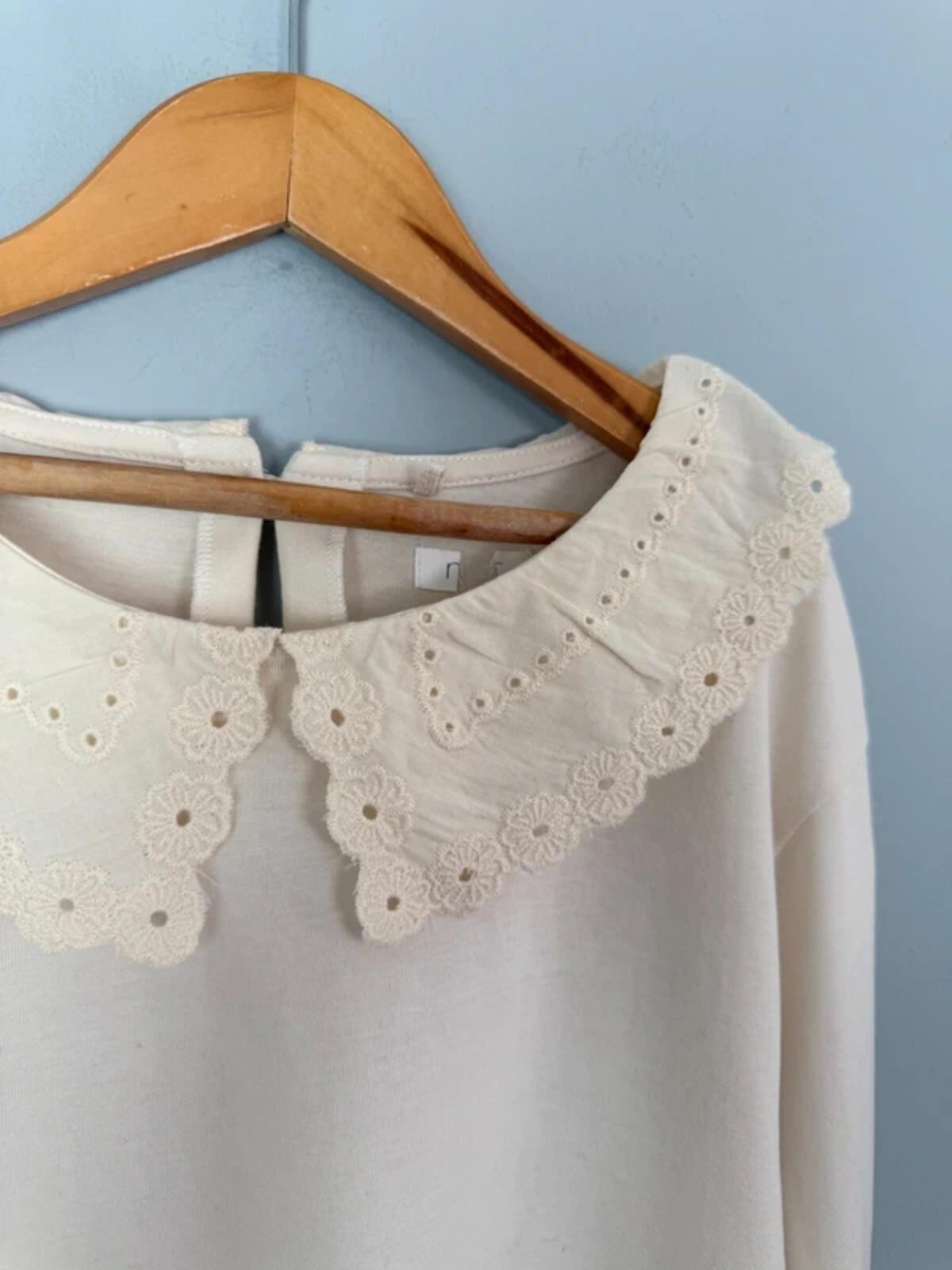 NEW Ex Next Cream Broderie Anglaise Long Sleeve Top - Girls 11 Years - Discounted high street clothing for children, ladies and men including everyday wear and seasonal styles. UK online